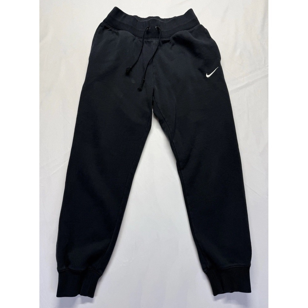 Nike Black Fleece Jogger Sweatpants Mens Medium Athletic drawstring Swoosh Logo